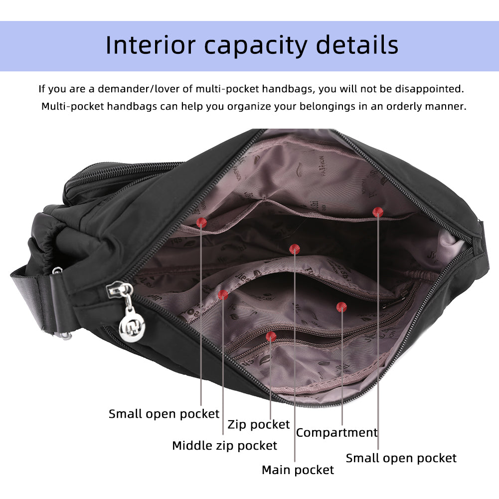 Cheap Women PU Shoulder Bag Multi-pocket Mother Solid Crossbody Handbag  (Black) | Joom