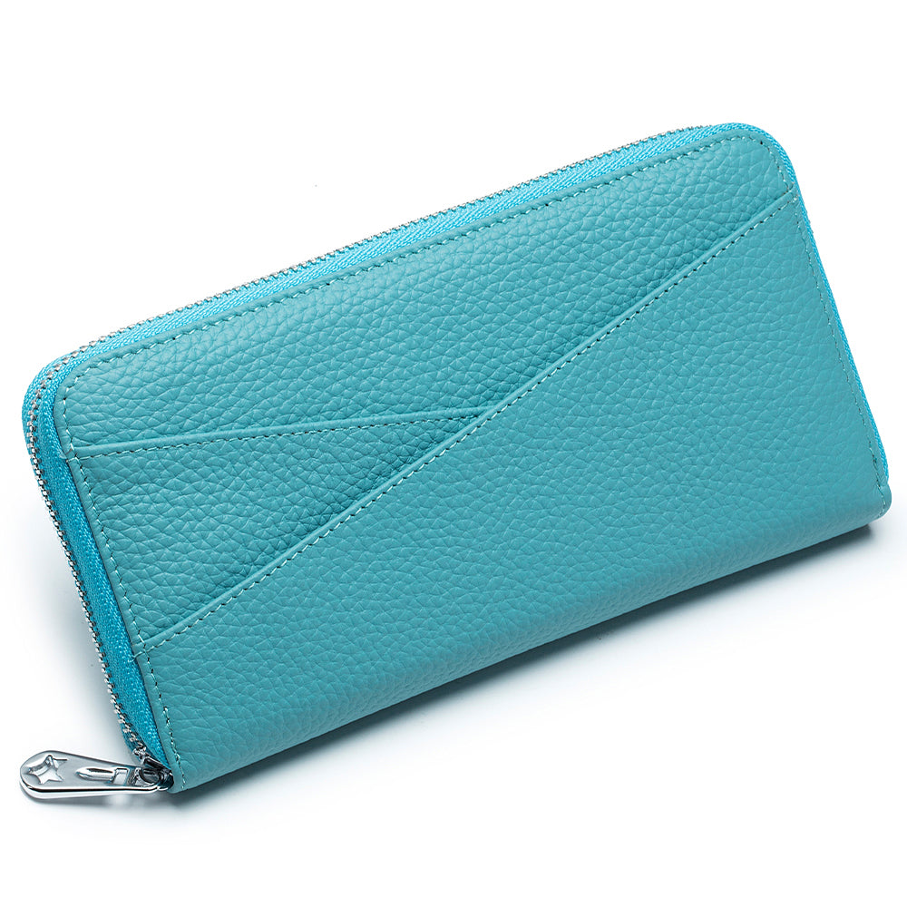 MINTEGRA Women's Wallet Genuine Leather RFID Blocking Credit Card Case Elegant Clutch Purse Travel Phone Wallet with ID Window