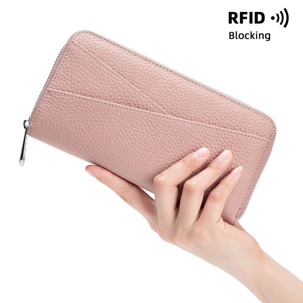 MINTEGRA Women's Wallet Genuine Leather RFID Blocking Credit Card Case Elegant Clutch Purse Travel Phone Wallet with ID Window