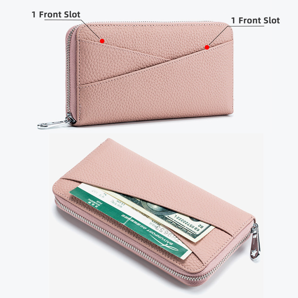 MINTEGRA Women's Wallet Genuine Leather RFID Blocking Credit Card Case Elegant Clutch Purse Travel Phone Wallet with ID Window